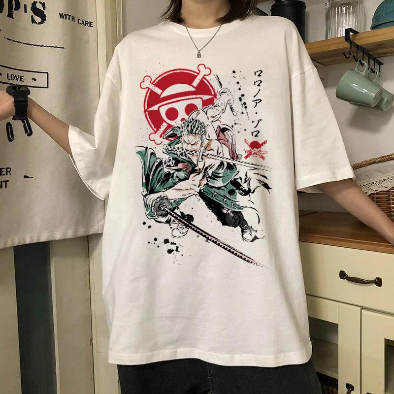 하라주쿠 일본 애니메이션 루피 사우론 그래픽 프린트 남성 티셔츠, 캐주얼 오버사이즈 반팔 상의, 패션 스트리트웨어